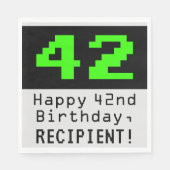 Serviette En Papier 42e anniversaire - Nerdy / Geeky Style "42" & Nom (Devant)
