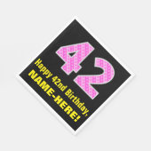 Serviette En Papier 42e anniversaire : Pink Stripes and Hearts "42" +  (Coin)