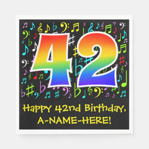 Serviette En Papier 42e anniversaire - Symboles de musique colorée, Ar