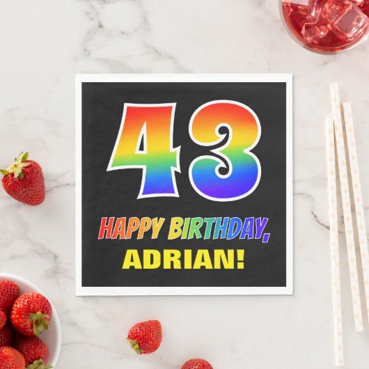 Serviette En Papier 43e anniversaire : Bold, amusant, simple, arc-en-c (En situation)