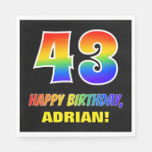Serviette En Papier 43e anniversaire : Bold, amusant, simple, arc-en-c (Devant)