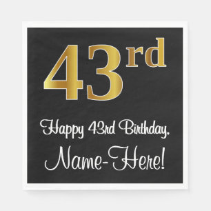 Serviette En Papier 43e anniversaire ~ Elégant luxe Faux Gold Look #