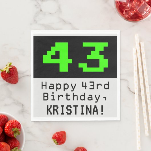 Serviette En Papier 43e anniversaire - Nerdy / Geeky Style "43" & Nom (En situation)