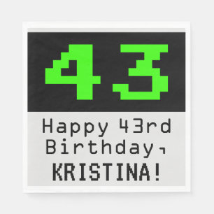 Serviette En Papier 43e anniversaire - Nerdy / Geeky Style "43" & Nom