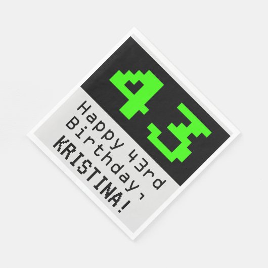 Serviette En Papier 43e anniversaire - Nerdy / Geeky Style "43" & Nom (Coin)