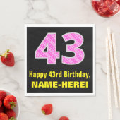 Serviette En Papier 43e anniversaire : Pink Stripes and Hearts "43" +  (En situation)
