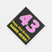 Serviette En Papier 43e anniversaire : Pink Stripes and Hearts "43" +  (Coin)