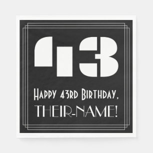 Serviette En Papier 43ème anniversaire : Art Déco Inspiré Look "43" + 