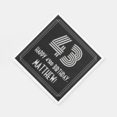 Serviette En Papier 43ème anniversaire : Art Déco Inspiré Look "43" +  (Coin)