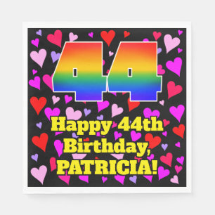 Serviette En Papier 44e anniversaire : Amour Hearts Motif, Arc-en-ciel
