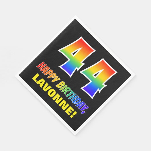 Serviette En Papier 44e anniversaire : Bold, amusant, simple, arc-en-c (Coin)