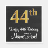 Serviette En Papier 44e anniversaire ~ Elégant Luxueux Faux Gold Look (Devant)