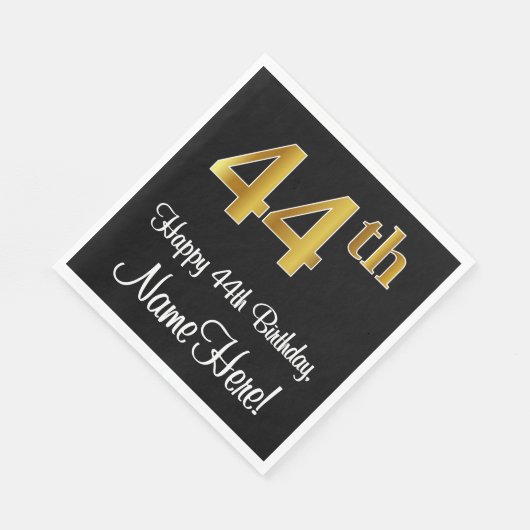 Serviette En Papier 44e anniversaire ~ Elégant Luxueux Faux Gold Look (Coin)