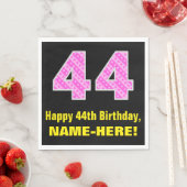 Serviette En Papier 44e anniversaire : Pink Stripes and Hearts "44" +  (En situation)