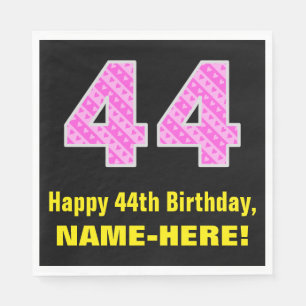 Serviette En Papier 44e anniversaire : Pink Stripes and Hearts "44" + 