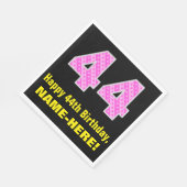 Serviette En Papier 44e anniversaire : Pink Stripes and Hearts "44" +  (Coin)