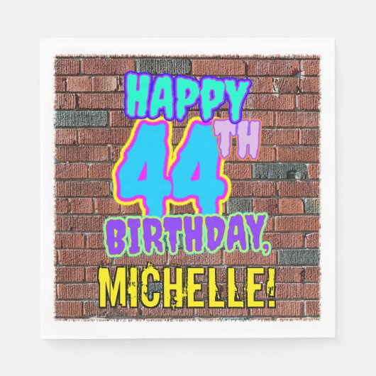 Serviette En Papier 44e Anniversaire ~ Regard amusant inspiré du graff (Devant)