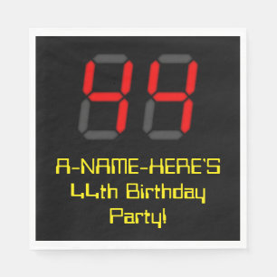 Serviette En Papier 44e anniversaire : Style d'horloge numérique roug