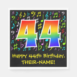 Serviette En Papier 44e Anniversaire - Symboles de Musique Colorés, Ar