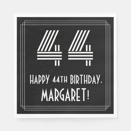 Serviette En Papier 44ème anniversaire : Art Déco Inspiré Look "44" +  (Devant)