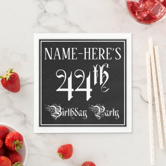 Serviette En Papier 44th Birthday Party — Fancy Script + Custom Name (En situation)