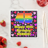 Serviette En Papier 45e anniversaire : Amour Hearts Motif, Arc en ciel (En situation)