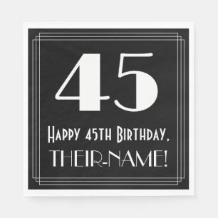 Serviette En Papier 45e anniversaire ~ Art Déco Inspiré "45", Nom