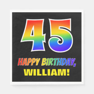 Serviette En Papier 45e anniversaire : Bold, amusant, simple, arc-en-c