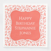 Serviette En Papier 45e anniversaire corail/Motif blanc 45 (Devant)