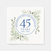 Serviette En Papier 45e anniversaire du 65e Mariage Verdure aquarelle (Devant)