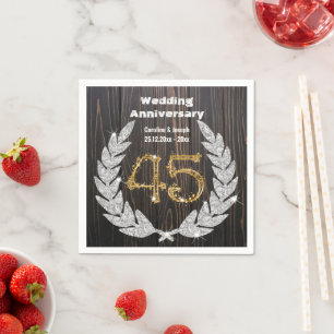 Serviette En Papier 45e anniversaire du Mariage Gold & Diamond Laurel 