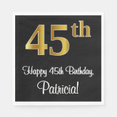 Serviette En Papier 45e anniversaire ~ Elégant Luxueux Faux Gold Look  (Devant)