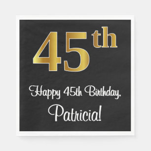 Serviette En Papier 45e anniversaire ~ Elégant Luxueux Faux Gold Look