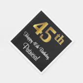 Serviette En Papier 45e anniversaire ~ Elégant Luxueux Faux Gold Look  (Coin)