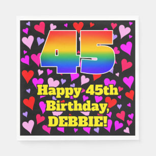 Serviette En Papier 45e anniversaire : Loving Hearts Motif, Arc-en-cie