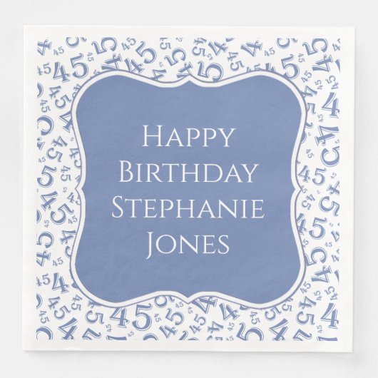 Serviette En Papier 45e anniversaire Motif bleu/blanc 45 (Devant)