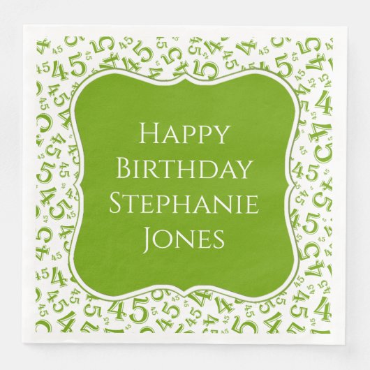 Serviette En Papier 45e anniversaire Motif vert/blanc 45 (Devant)