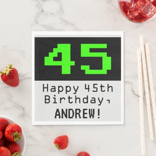 Serviette En Papier 45e anniversaire - Nerdy / Geeky Style "45" & Nom (En situation)