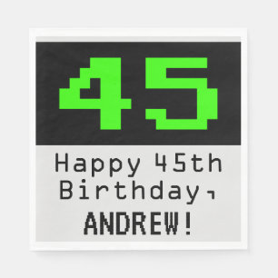 Serviette En Papier 45e anniversaire - Nerdy / Geeky Style "45" & Nom