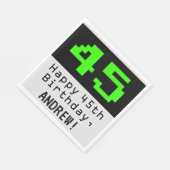 Serviette En Papier 45e anniversaire - Nerdy / Geeky Style "45" & Nom (Coin)