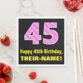 Serviette En Papier 45e anniversaire : Pink Stripes and Hearts "45" +  (En situation)