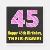 Serviette En Papier 45e anniversaire : Pink Stripes and Hearts "45" +  (Devant)