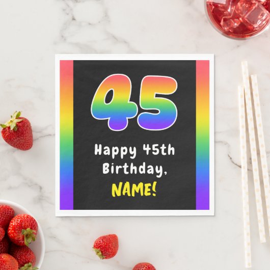 Serviette En Papier 45e anniversaire : Rainbow Spectrum # 45, Nom pers (En situation)
