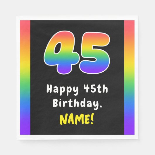 Serviette En Papier 45e anniversaire : Rainbow Spectrum # 45, Nom pers (Devant)