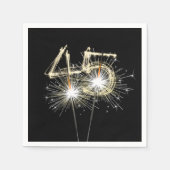 Serviette En Papier 45e anniversaire Sparklers de fête sur noir (Devant)