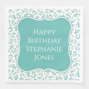 Serviette En Papier 45e anniversaire Turquoise/Motif blanc 45