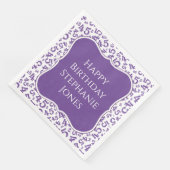 Serviette En Papier 45e anniversaire violet/blanc Motif 45 (Coin)