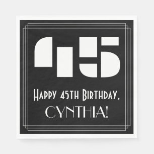 Serviette En Papier 45ème anniversaire : Art Déco Inspiré Look "45" + 