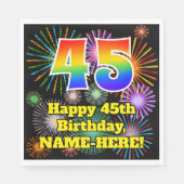 Serviette En Papier 45ème anniversaire : Fun Fireworks Motif + Rainbow (Devant)
