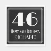 Serviette En Papier 46e anniversaire ~ Art Déco Inspiré Look "46", Nom (Devant)